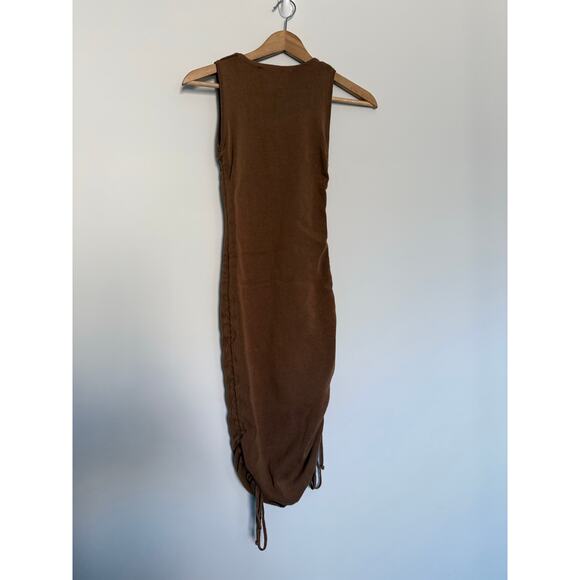 LIONESS revolve camel brown ruched Military Minds thick stretch mini dress - Picture 5 of 10